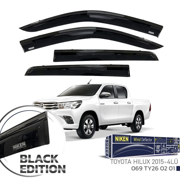 Niken Toyota Hilux Cam Rüzgarlığı Siyah Kromlu 2015- 4'lü