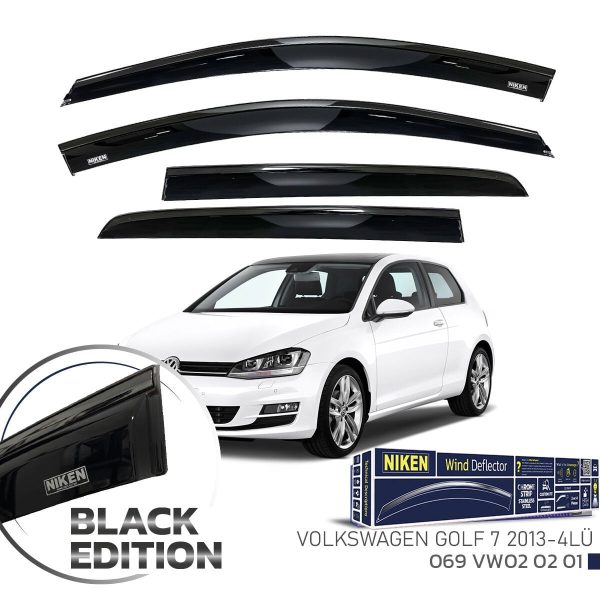 Niken Volkswagen Golf 7 Cam Rüzgarlığı Siyah Kromlu 2013- 4'Lü