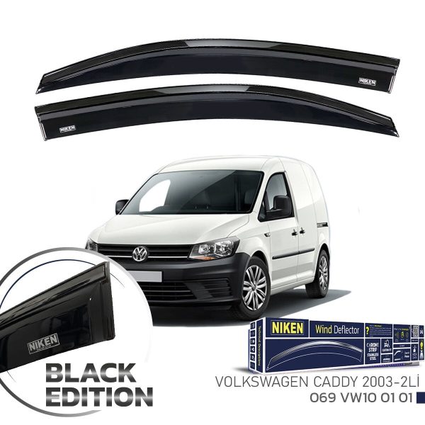 Niken Volkswagen Caddy Cam Rüzgarlığı Siyah Kromlu 2003- 2'Li