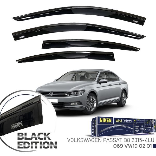 Niken Volkswagen Passat B8 Cam Rüzgarlığı Siyah Kromlu 2015- 4'Lü