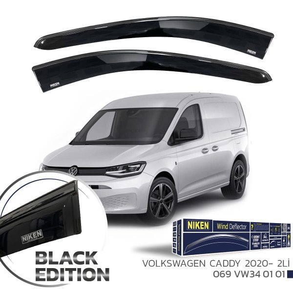 Niken Volkswagen Caddy Cam Rüzgarlığı Siyah Kromlu 2020- 2'Li