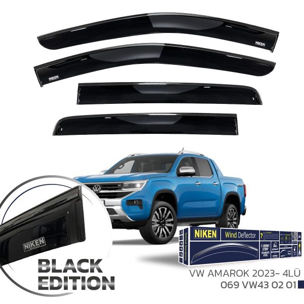 Niken Volkswagen Amarok Cam Rüzgarlığı Siyah Kromlu 2023- 4'Lü