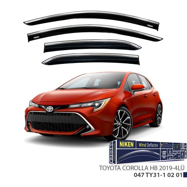 Niken Toyota Corolla HB Cam Rüzgarlığı Kromlu (2019+) 4'lü Set