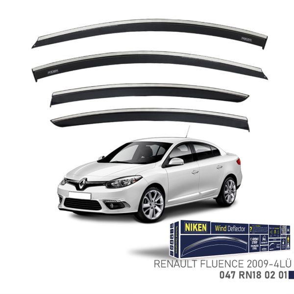 Niken Renault Fluence Cam Rüzgarlığı Kromlu (2009+) 4'lü Set