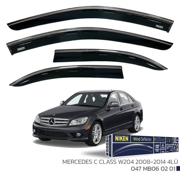 Niken Mercedes C Serisi W204 Cam Rüzgarlığı Kromlu (2008-2014) 4'lü Set