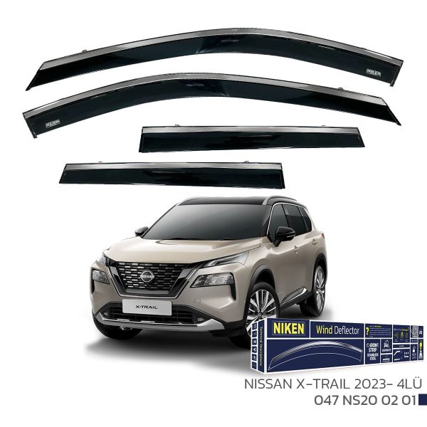 Niken Nissan X-Trail Cam Rüzgarlığı Kromlu (2023+) 4'lü Set